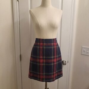 Talbots Navy Plaid Mini Skirt with Red & Yellow Stripes